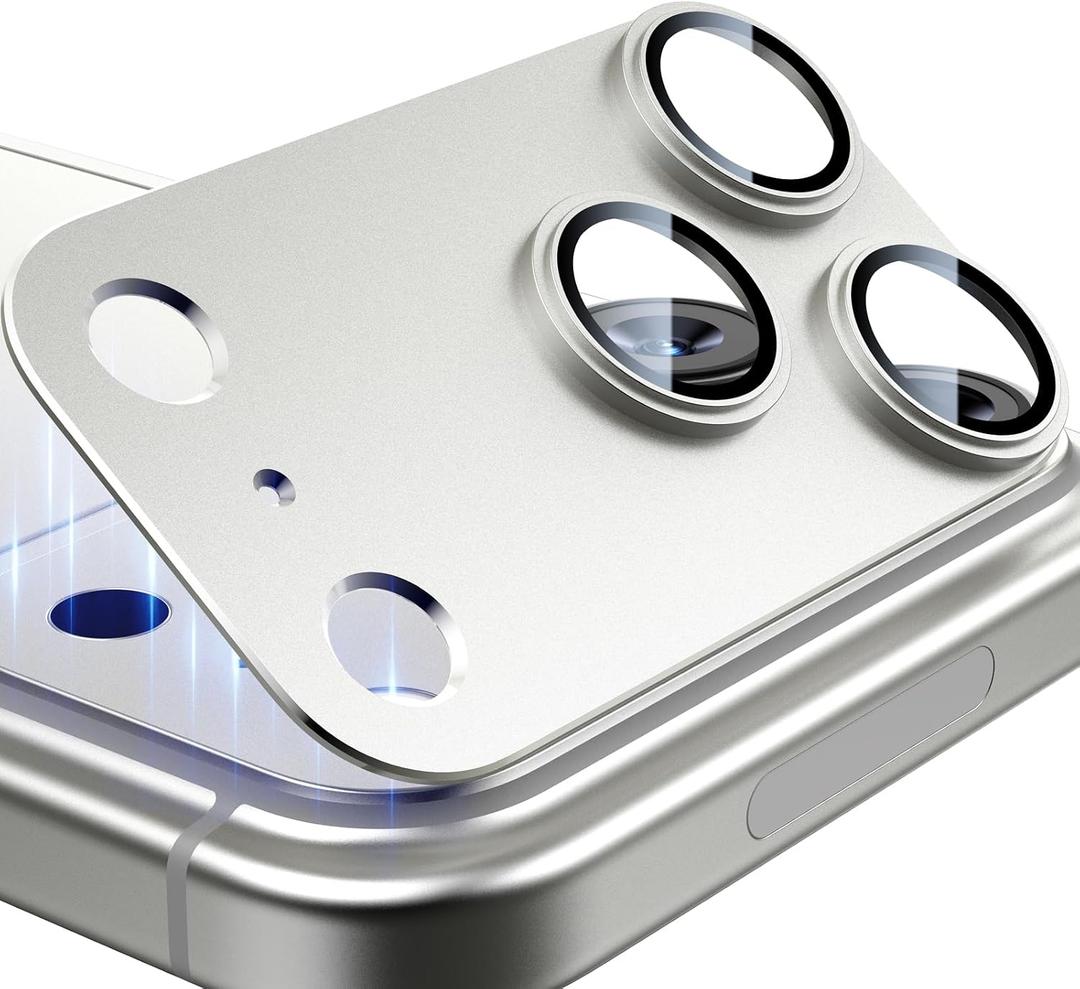 Esanik Upgrade 2 Pack for iPhone 17 Pro Camera Lens Protector, Aluminum Alloy Metal matte Case Tempered Glass Camera Screen Cover, Scratch Resistant Case Friendly (White)