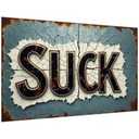 Suck Vintage Metal Signs Rustic Tin Signs 12x8in for Man Cave & Home Bar 2 PACK