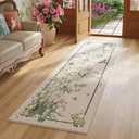 Runner Rug 2x6 Chinoiserie-Style Floral Vintage Kitchen Rugs Non Slip Washable with Rubber Backing Soft Carpet for Laundry, Bedroom, Bathroom, Beige