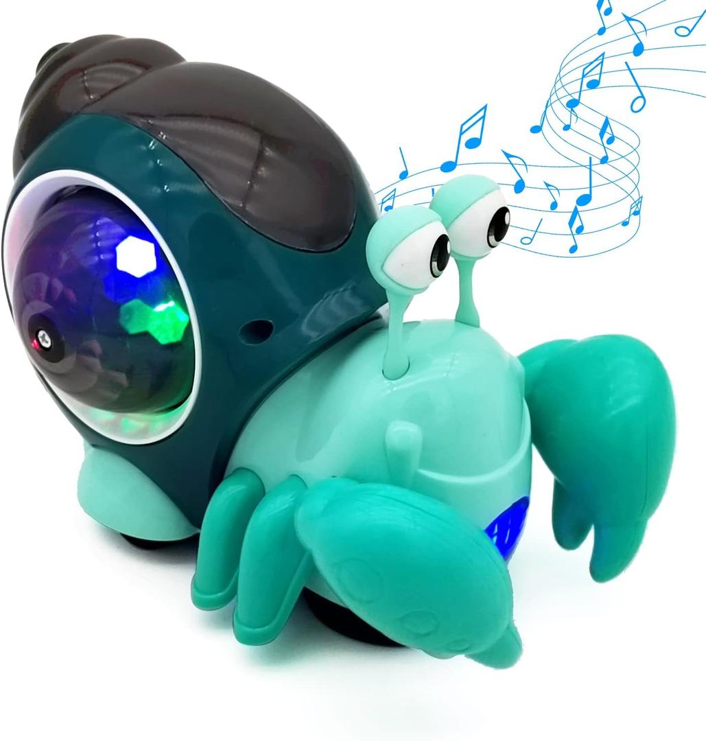 Tipmant Baby Toddler Electric Crab Cute Electronic Animal Vehicle Car Toy Crawl, Play Music, Luminous Light Kids Birthday (Green)