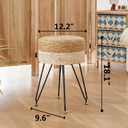 Makeup Vanity Stool, Hand Weave Natural Seagrass Footstool Ottoman, Foot Rest Dressing Stool with Metal Leg, Modern Multifunctional Vanity Stools Chair, White, 12.6 inches L x 12.6 inches W x 18.65 inches H