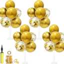 ZJDHPTY Gold Party Decorations,4 Set Balloon Stand with Pump and Gold Balloons for Birthday Bridal Shower Wedding Anniversary Retirement Mother's Day Father's Day New Year Graduation Decorations 2026