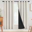 SimpleHome 100% Blackout Curtains for Bedroom,Thermal Insulated Cream Grommet Window Drapes Room Darkening Curtains for Living Room with Black Back,52 x 72 Inch,2 Panels