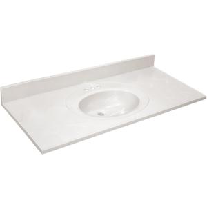 Design House Cultured Marble Vanity Top, 49 in W x 22 in D, Integrated 4 in Centerset Oval Sink & Backsplash, Ivory Swirl, 586347
