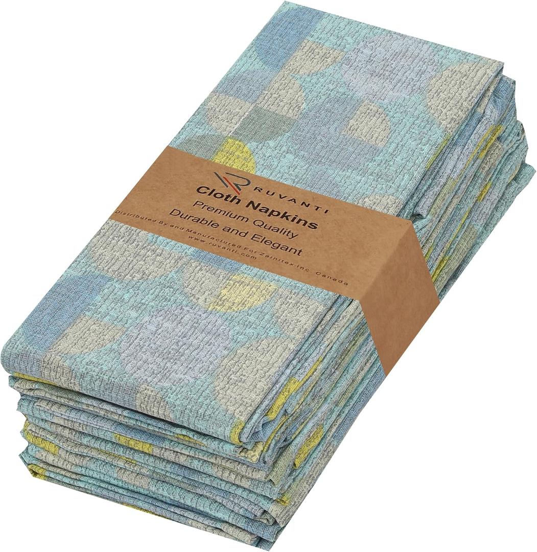 RUVANTI Cloth Napkins Set of 6 Cotton 100%, 18x18 Inches Napkins Cloth Washable, Soft, Absorbent. Cotton Napkins for Parties, Christmas, Thanksgiving, Weddings, Dinner Napkins Cloth - Quarterly