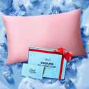Q-Max>0.5 Ice Cooling Pillow Cases for Hot Sleepers, Smoother Than Silk Pillow Cases, Pillow Cases for Cooling Pillow with Hidden Zipper, for Women Men Hair&Skin (Coral Pink, Standard)