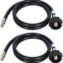 GGC 4 Feet RV Propane Pigtail Hose QCC1 Connector with Acme and a 1/4'' Inverted Male Flare (2PCS)