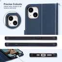 ULAK Compatible with iPhone Wallet 14 Case, Premium PU Leather Flip Cover with Card Holder Kickstand Feature Protective Phone Case Designed for iPhone 14 2022 6.1 Inch, Navy Blue