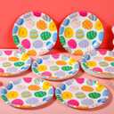 AimFun Easter Party Plates Colorful Eggs Disposable Paper Plates 7" Spring Multi-colored Dessert Plates for Spring Celebrations Party Supplies Table Decorations (48)