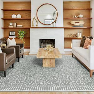 RYB HOME 8x10 Washable Area Rug for Living Room, Modern None Slip Soft Rug for Bedroom, Easy Care Floor Carpet with Rubber Backing for Enterway Dining, 8x10 ft, Grey