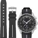 Rubber Strap for Moonswatch Watch,Curved No Gap,Premium Soft Durable Silicone Rubber Band Compatible with Omega x Swatch MoonSwatch Speedmaster 20mm Replacement Band Strap for Men Women (Black white line)