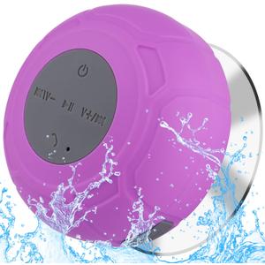 Bluetooth Shower Speaker Waterproof Portable Wireless Water-Resistant Speaker Suction Cup,Built-in Mic Speakerphone for iPhone Phone Tablet Bathroom Kitchen - Purple