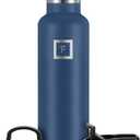 IRON °FLASK Camping & Hiking Hydration Canteens - 3 Lids (Narrow Straw Lid) Leak Proof Vacuum Insulated Stainless Steel - Hot & Cold Double Walled Sports Water Bottle - Dark Night, 24 Oz