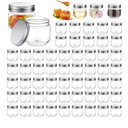 Tanlade 60 Pcs 3 oz Clear Plastic Jars with Lids Wide Mouth Mason Jars Mini Storage Containers Bulk for Herb Jelly Wedding Valentine Favors Shower Party Favors(Silver)