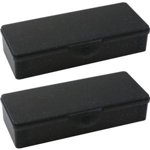 2PCS Large Capacity Pencil Box Plastic Pencil Case Plastic Stationery Case with Hinged Lid and Snap Storage Case Containers Box for Nail,Crafts,Office(Frosted Black)
