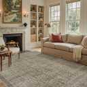 Color&Geometry 4x6 Machine Washable Low Pile Small Area Rugs for Living Room, Thin Soft Bohemian - Vintage Area Carpet with Non Slip TPE Backing for Bedroom, Dining Room, Beige and Brown