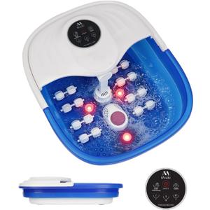 Collapsible Foot Spa Bath with Heat, Remote Control & 16 Massage Rollers, Fast Heating Pedicure Tub for Relaxing Tired Feet, Foot Soaker with Surf & Red Light, Fits Men Size 12 (Royal Blue)