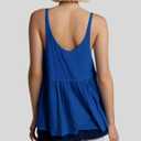 InterNos Women's Summer Flowy Tank Tops Sleeveless Strap Ruffle Shirts Babydoll Tunic Tank Peplum Tops (Blue, S)