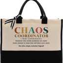 EDCTO Canvas Tote Bag, Cotton Canvas Tote Bag, Chaos Coordinator Bag, Gifts for Boss Lady/Friend/Coworker/Teacher, Mom Birthday Gift, Canvas Tote Bags for Women, Womens Weekend Bag, Canvas Beach Bag