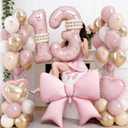 40 Inch Dusty Pink 13 Number Balloon for Girls 13th Birthday Decorations Blush Light Pink Gold Beige Latex Balloons Bow Heart Foil Balloon for Boho 13 Year Old Birthday Anniversary Party Decorations