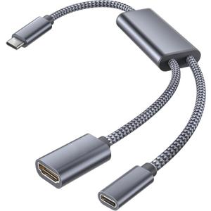 Basesailor USB C to HDMI Adapter with 100W PD Charger Port,2-in-1 Type C to 4K MHL HDMI Female Converter,Thunderbolt 3 for iPhone 15 Pro Max Plus,MacBook,ipad Air 5 mini 6,Galaxy,Steam Deck