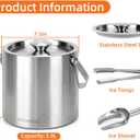 3L Double-Wall Stainless Steel Ice Bucket with Lid, Scoop, Tongs & Handle Insulated Ice Container for Parties, Bar, and Camping Keeps Ice Frozen Longer