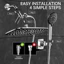 Veken 11.8 Inch Rain Shower Head with Handheld- High Pressure Dual Shower Heads with 5 Modes Handheld Spray Combo- Wide Rainfall Showerhead with Hose, Bathroom Accessories, Chrome