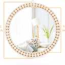 Eorbow Boho Wall Mounted Mirror, 12 Inch Round Wooden Bead Hanging Mirrors, Rustic Decorative Vanity Mirror, Farmhouse Circle Decor Mirrors for Living Room, Bedroom, Bathroom, Nursery