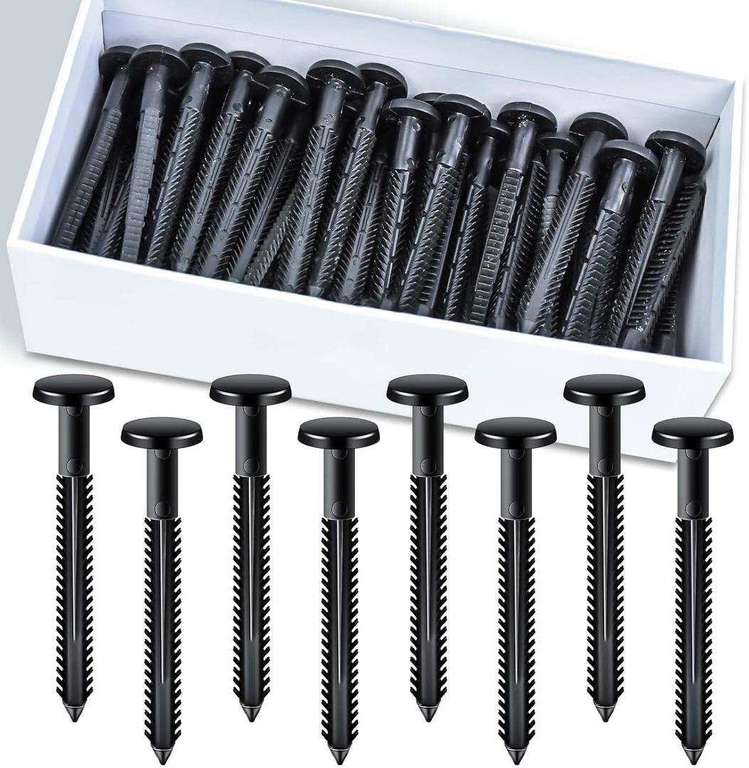 60Pcs 3 Inch Vinyl Shutter Fasteners, Black Window Shutter Panel Pegs Shutter Screws Lok Pins Plastic Shutter Spike Anchors for Installing Decorative Exterior Wood Aluminum Vinyl Shutter