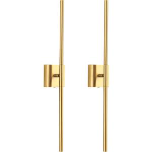 KDG Cordless Wall Sconces Set of 2, Wireless 5200mAh Rechargeable Battery Operated LED Wall Lamps with Remote, 360 Rotate Lightings for Wall Painting, Bedroom, Hallway, Night Light 31.5 inch (Gold)