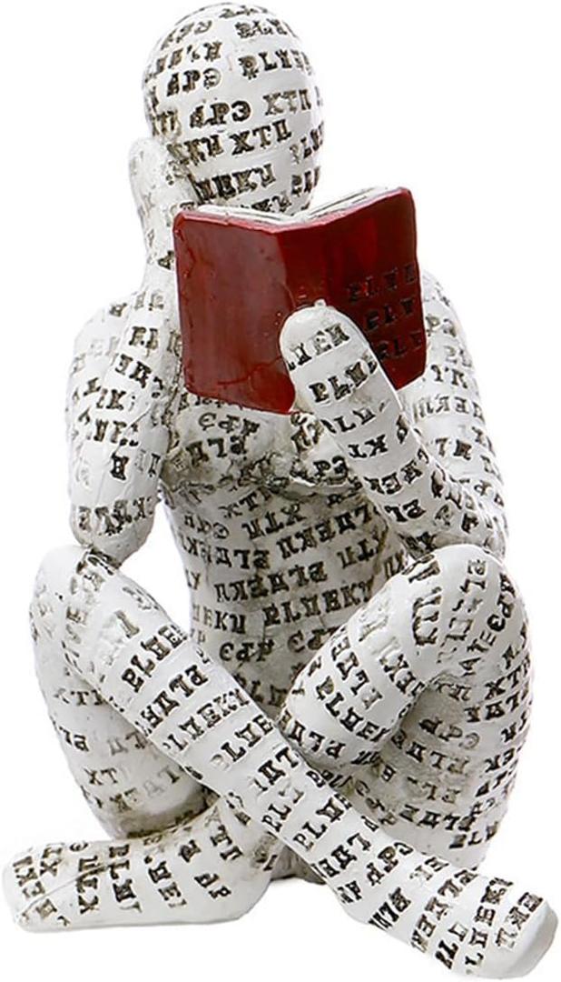 Reading Women Figurine, Thinker StatueModern Bookshelf DecorAesthetic SculptureRoom Decor Modern Abstract Decoration on Shelf Table Desk for Living Room Office Bedroom