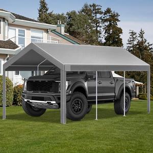 12x20 FT Heavy Duty Carport Replacement Canopy Cover, Durable Waterproof Garage Shelter Top, Car Tent for Outdoor Use, with Ball Bungees for Secure (Gray)