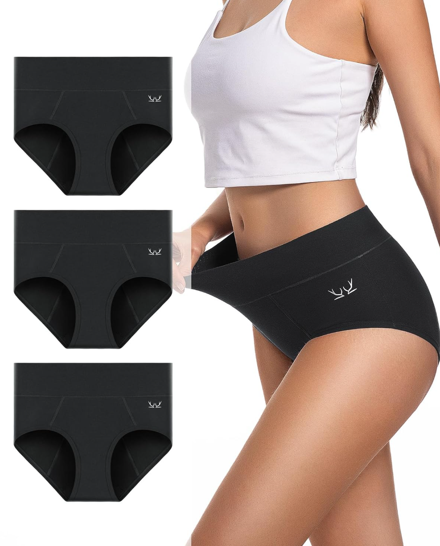 Period Underwear For Women Heavy Flow, Leakproof Panties High Waisted Cotton Postpartum Teens Hipster Briefs 3 Pack XL