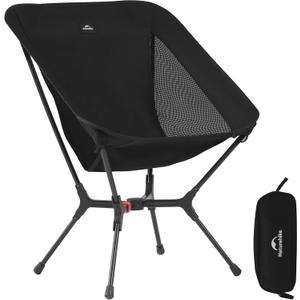 Naturehike YL01 Snap Camping Chair, 1 Second Setup Frame, 441lb Capacity, Portable Backpacking Chair with Storage Bag, Lightweight & Compact Folding Camp Chair for Backpacking Camping Fishing (Black)