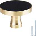 10 Pack Brass Kitchen Cabinet Hardware Round Knob,Gold Drawer Dreeser Pull,1-1/4"(32mm) Diameter,Unique Style for Modern Home Décor - Black
