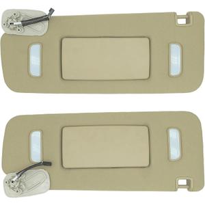 Beige Left Driver & Right Passenger Side Car Sun Visor Fits for 2007-2014 Cadillac Escalade Chevy Tahoe GMC Yukon 2007-2013 Chevy Avalanche Silverado GMC 1500 2500HD 3500HD, Replaces 22850306