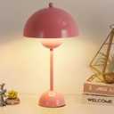 COSYLUX Modern Small Table Lamp for Bedroom, Cute Dome Shade Reflecting Light Reading Lamp for Living Room, Kid's Room, Study, Office, Beside Bedside Nightstand Desk Lamp(Light Pink)