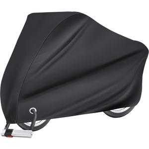 Puroma Bike Cover for 1 bike, 190T Outdoor Waterproof Bicycle Covers Rain Sun UV Dust Wind Proof with Lock Hole for Mountain Road Electric Bike (Basic Black) (79'' L x 28'' W x 43'' H)