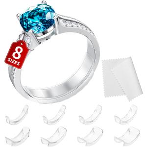 Ring Sizers for Loose Rings - 8 Pack Invisible Guards Resizer for Men and Women, Use 8 Width Sizes Easy-Clip Ring Adjuster, Spacers & Tighteners, Fit Almost Any Rings, Fits Bands Width to 1-8mm