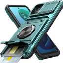 Vofolen for Motorola Moto G 5G 2024 Case with Card Holder [Store 2 Cards] + 360 Magnetic Rotated Ring Kickstand Dual Layer Heavy Duty Shockproof Wallet Phone Case for Moto G 5G 2024, Green