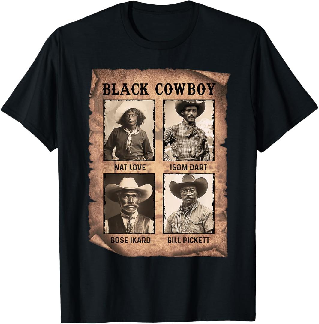 Black Cowboy Western Rodeo Melanin Black History Texas Men T-Shirt, M