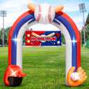 9FT Giant Baseball Inflation Arch for Baseball Party Decorate with Baseball Home Run Banner 1Blower and 5 Light for Baseball Team Coach Stadium Yard Outdoor Birthday Blow-Up Decorate