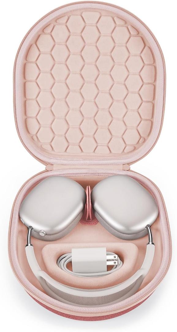 Yinke Smart Case for Apple AirPods Max Supports Sleep Mode, Hard Organizer Portable Carry Travel Cover Storage Bag (Coral Red)