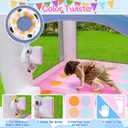 Inflatable Bounce House for Kids, 104" X 72" X 71" Bouncy Castle for Ages 3-8, Bouncer with Slide, Jumping Area, Basketball Hoop, Twister Game, Blower Included