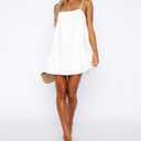 Babydoll Dress for Women Spaghetti Strap Swing Dresses Sleeveless Short Flowy Dress Summer Loose Sundress (White)