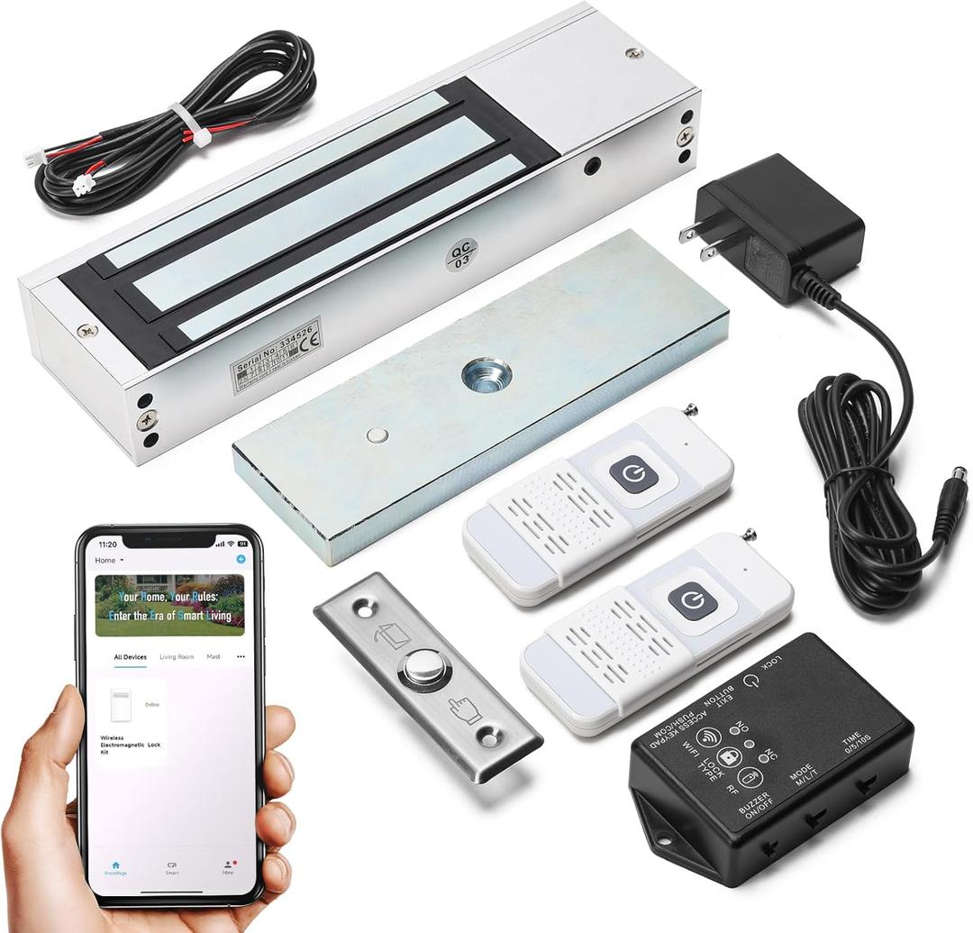 WiFi Smart Magnetic Lock for Door Kit, 1200lbs Holding Force Magnetic Door Lock System with App/Remote Control, 4 Modes, Sound Alerts, Easy Install for Home & Office