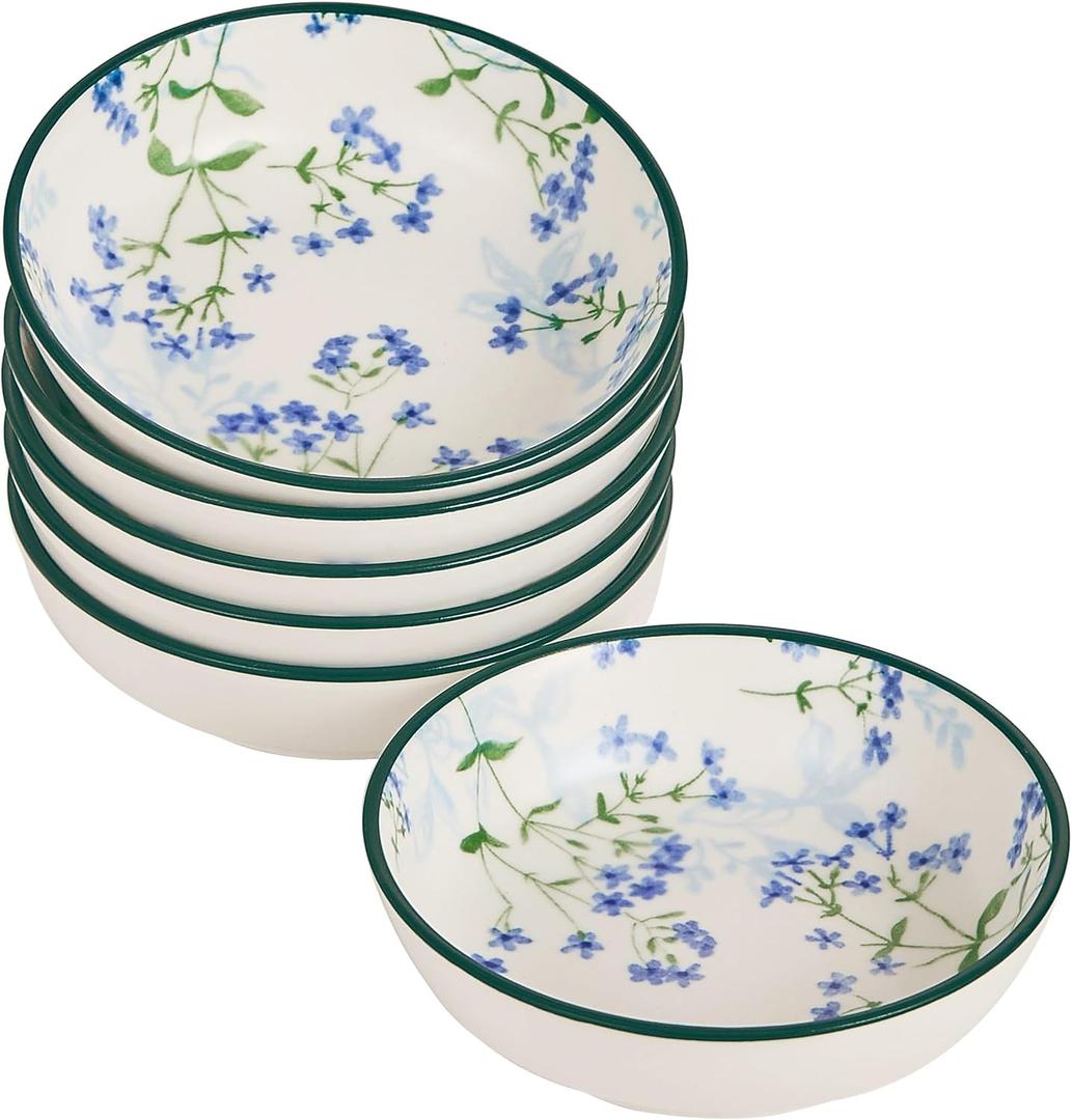 Dipping Bowls, Soy Sauce Dishes, 4 OZ Small Serving Bowls & Appetizer Plates Set of 6, Ceramic Ramekins for Sushi, Condiment, Ketchup, BBQ Party, 4 Inch