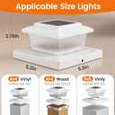 APONUO Solar Post Cap Lights with Flickering Flame & Warm White, 12-Pack for 4x4 Wood/ 5x5 Vinyl Posts, Solar Powered Deck & Fence Lights, Auto On/Off, IP65 Waterproof, Matte White