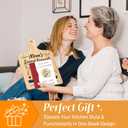 Unique Christmas Gifts for Mom, Funny Kitchen Gift for Women, Wooden Cookbook Stand for Kitchen Counter, Recipe Cook Book Holder for Mothers Birthday Christmas Presents(with Greeting Card)