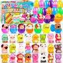 24 Pcs Prefilled Easter Eggs for Kids with Animal Squishy Toys, Easter Eggs Filled for Egg Hunt, Basket Stuffers & Goodie Bag Fillers, Classroom and School Prize Supplies